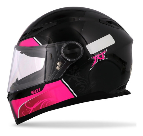 Capacete Fechado Feminino Rt501 Evo Love Preto E Rosa Pink