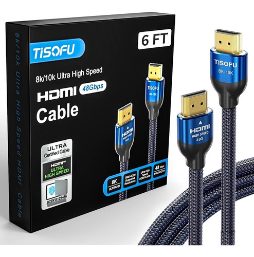 Tisofu [ultra Certified] Cable Hdmi 8k 6ft: Cables Hdmi 2.1 