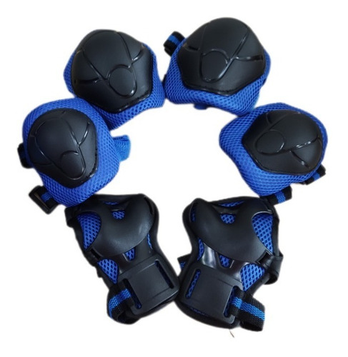 Imagem 5 de 8 de Kit Azul Capacete Joelheira Cotoveleira Munhequeira Infantil