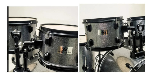 Bateria Acustica Turbo Action Completa Bumbo 22 Silver Prata