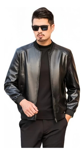 Chamarra Chaqueta Biker Piel Vinil Slim Hombre Moda