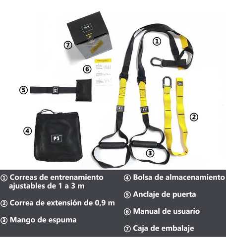 Suspensión Entrenamiento Resistencia Trx Bandas De Ejercicio Negro