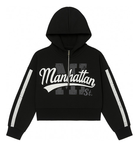 Buzo Hoodie Frisa Canguro Capucha Bordado Mujer Over Nuevo