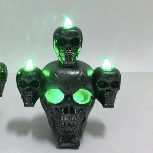 Vela Led Verde De Halloween Con Calavera De Haunted House