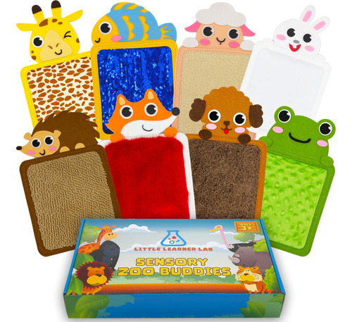 Little Learner Lab Sensory Zoo Buddies: Paquete De 8 Alfombr