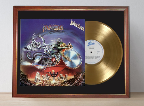 Judas Priest Painkiller Tapa Lp Y Disco Oro En Cuadro