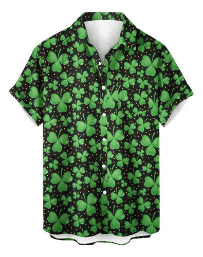 Camisa Con Bolsillo Estampado De San Patricio Para Hombre, C