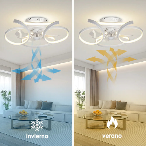 Ventilador De Techo Con 14in Aspas Led Con Luz Ajustable 60 M 50 Blanco Plástico 6