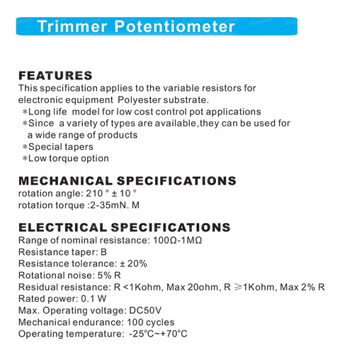 25 Trimpots Preset Horizontal 220k 220000 Ohms Lineal (224)