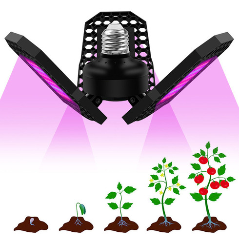 Luz De Cultivo Led Deformable: 3 Paneles, Plegable A 90°, Ro