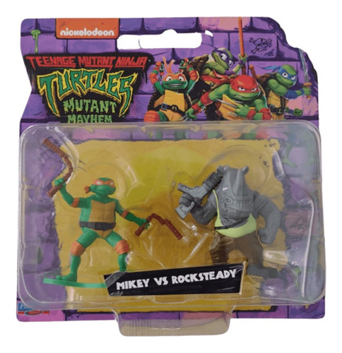 Mini Pack Mikey Vs Rocksteady Tortugas Ninja Vs Villano