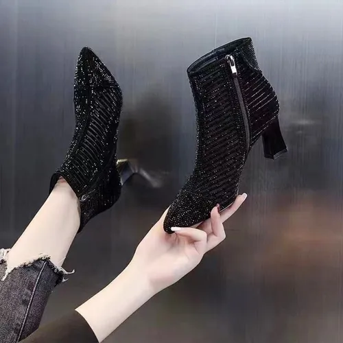 Botines De Malla For Mujer Zapatos Bajos Con Tacón Grueso