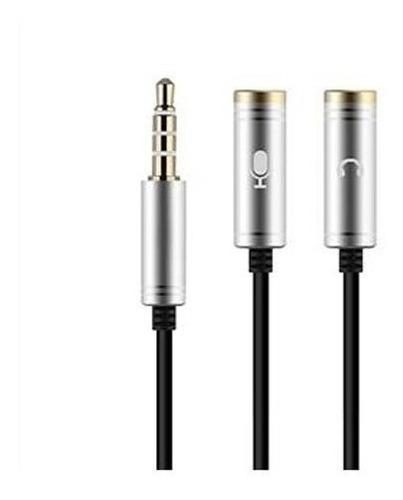 Cable Adaptador 2 A 1 Jack 3.5 Audio Microfono Auricular Color Plateado