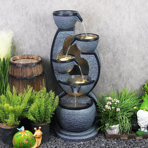 37.4''h 5-tier Outdoor Water Fountains Decor Resin Fuente In