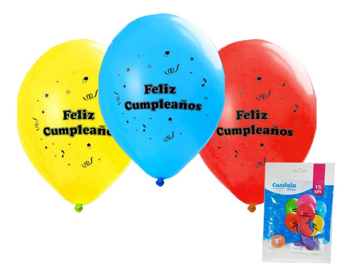 Globo Feliz Cumple 9 Candela X 15 Estampado