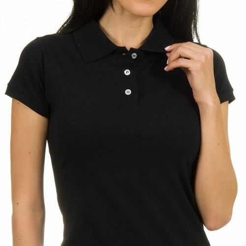 camisa polo preta feminina