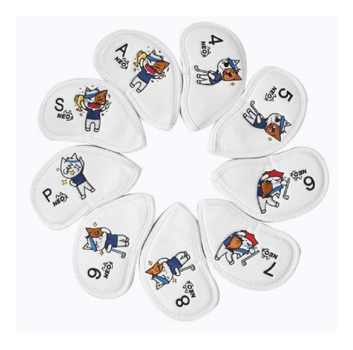 Funda Para Cabeza Palo Golf 9 Unidad Color Blanco