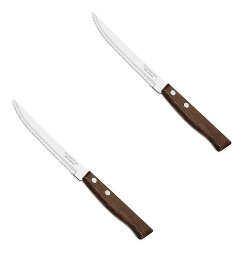 2 Cuchillo Asado Tramontina Tradicional Sierra Mango Madera