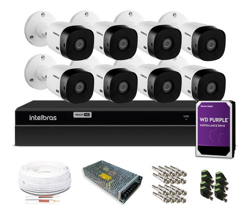 Kit Intelbras 8 Câmeras De Segurança 720p Dvr 8 Ch Hd 1 Tb