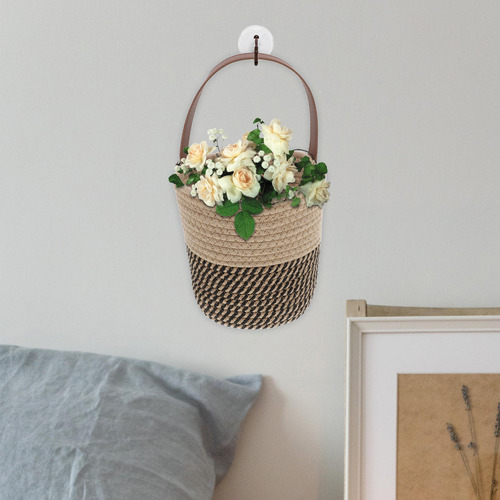 Cesta Colgante De Pared Tejida Con Cuerda De Algodón, Con He