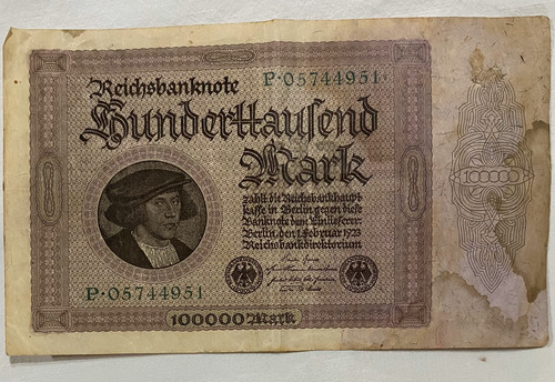 Billete Antiguo Aleman -100.000 Marcos 1923-usado (Usado)