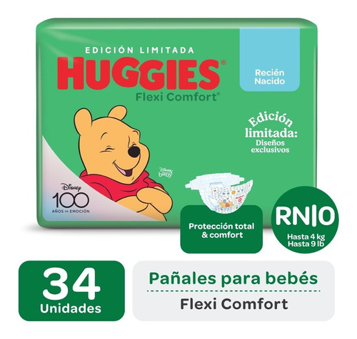 Pañales Huggies Flexi Comfort Xtra Flex Talle Rn X 34 Un