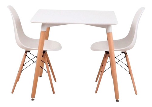 Juego Comedor Mesa Eames Cuadrada 70x70 + 2 Sillas Eames Dsw