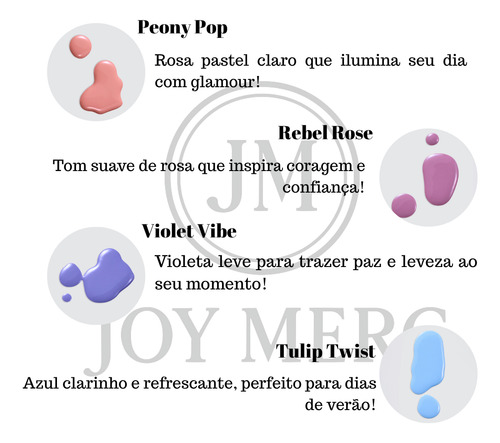 Kit 4 Esmaltes Dailus Tons Cores Clássico 8ml Rosa Roxo Azul Cores