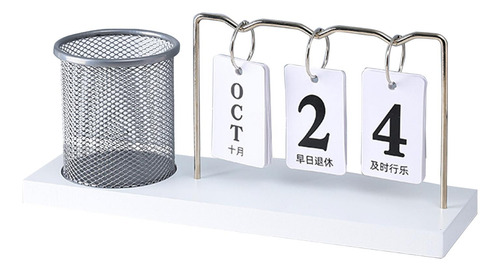 Calendario De Escritorio Con Portalápices Calendario Plata