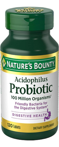 Probiotico Acidophilus Salud Digestiva 120 Tab Nature's Boun