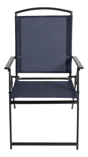 Set De Jardín 6 Piezas Plegable Relax Silla Mesa Sombrilla Estructura Azul