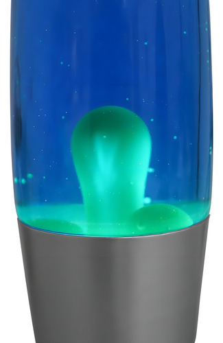 Lámpara/lámpara, lámpara de lava, verde con marco azul de 34 cm y 110 V, color plateado