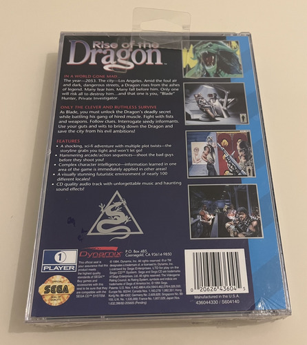Rise Of The Dragon Sega Cd Original Lacrado