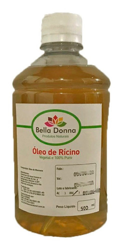 Óleo Rícino Puro C/ Laudo De Análise Cresc.de Cabelo 500ml