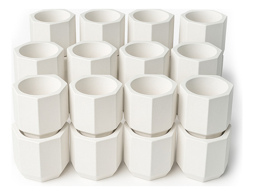 Maceta De Yeso Octogonal Souvenirs Velas Decoración Cactus Blanco 36 Unidades