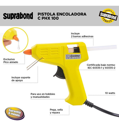 Imagen 2 de 10 de Pistola Encoladora Silicona Suprabond + 25 Barras + Garantía