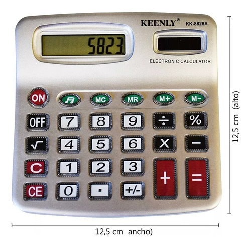 Calculadora Grande 8 Dígitos Con Sonido Calculadoras Oficina Color Gris