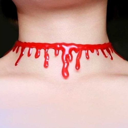 Imagen 2 de 3 de Collar Choker Sangre Sangriento Maquillaje Halloween Disfraz