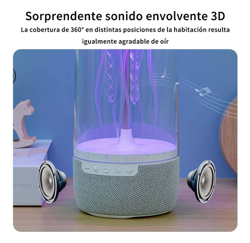 Pulpo Altavoz Bluetooth y Luz Nocturna Sonido Envolvente 3d Color Blanco