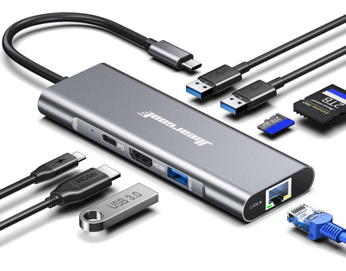 Conmutador Usb C Ethernet Usb C Lector Sd/tf De 100 W