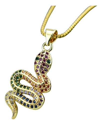 Colar Serpente Cobra Folheado Ouro 18k Pedras Joia C1554