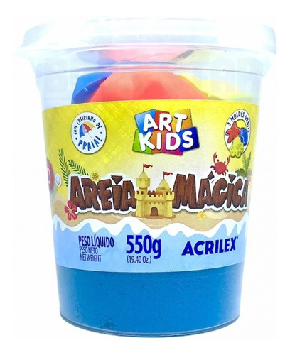 Acrilex Areia Magica Cinética cor azul 550g 