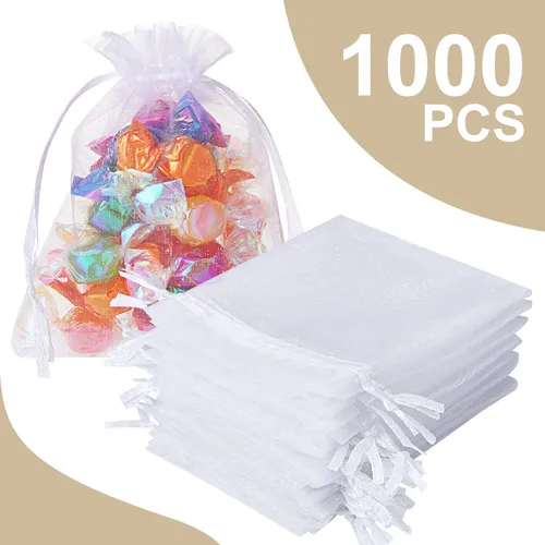 Woanger 1000 Bolsas De Organza Blanca De 3 X 4 Pulgadas Con