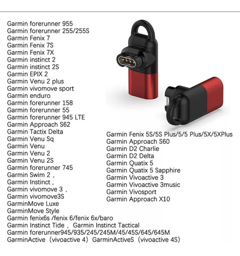 Imagen 3 de 4 de Adaptador Carga Reloj Garmin / Tipo C / Negro
