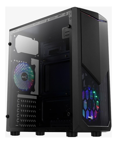 Gabinete Gamer Aerocool Tomahawk Mid Tower + 2 Coolers Luces Color Negro
