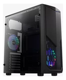 GABINETE GAMER AEROCOOL TOMAHAWK MID TOWER + 2 COOLERS LUCES COLOR NEGRO