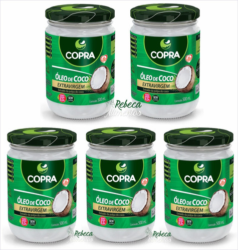 Kit 5 - Óleo De Coco Extra Virgem 500ml Copra - Original