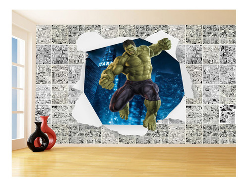 Adesivo De Parede Heróis Quadrinhos Hulk Hq 8,5m² Nhma180