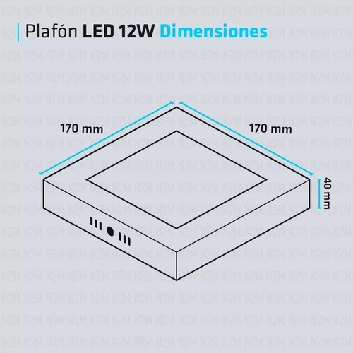 Imagen 4 de 10 de Plafon Led Cuadrado Aplicar 12w Panel Marco Blanco
