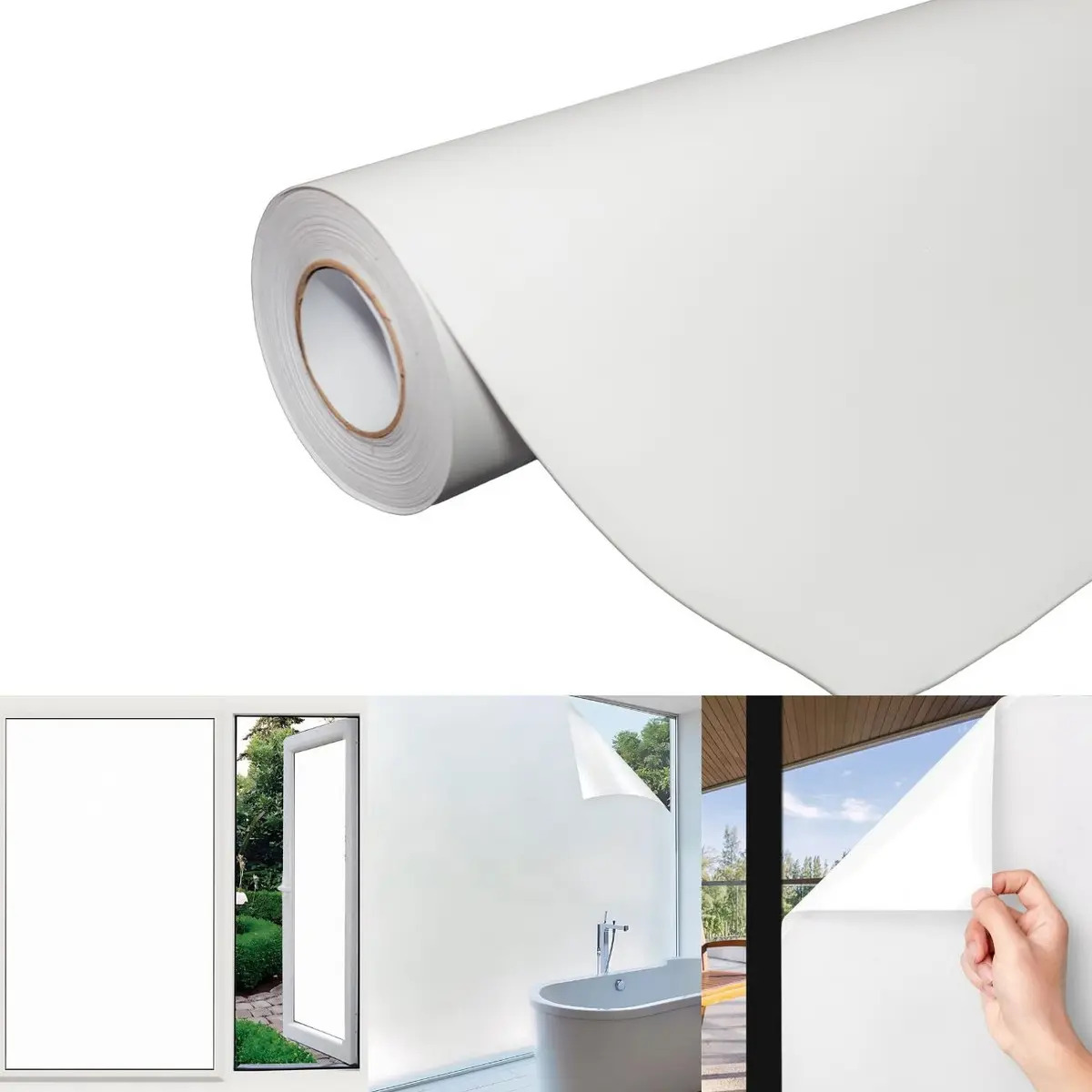 Película Autoadesiva Jateado Vidro Janela Porta Box 6m X 1m Cor Branco Semi Blackout